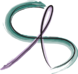 λογότυπο της ψυχολόγου με τα αρχικά Α και S σχεδιασμένα σαν με πινελιές μοβ και πετρόλ, το ένα πάνω στο άλλο